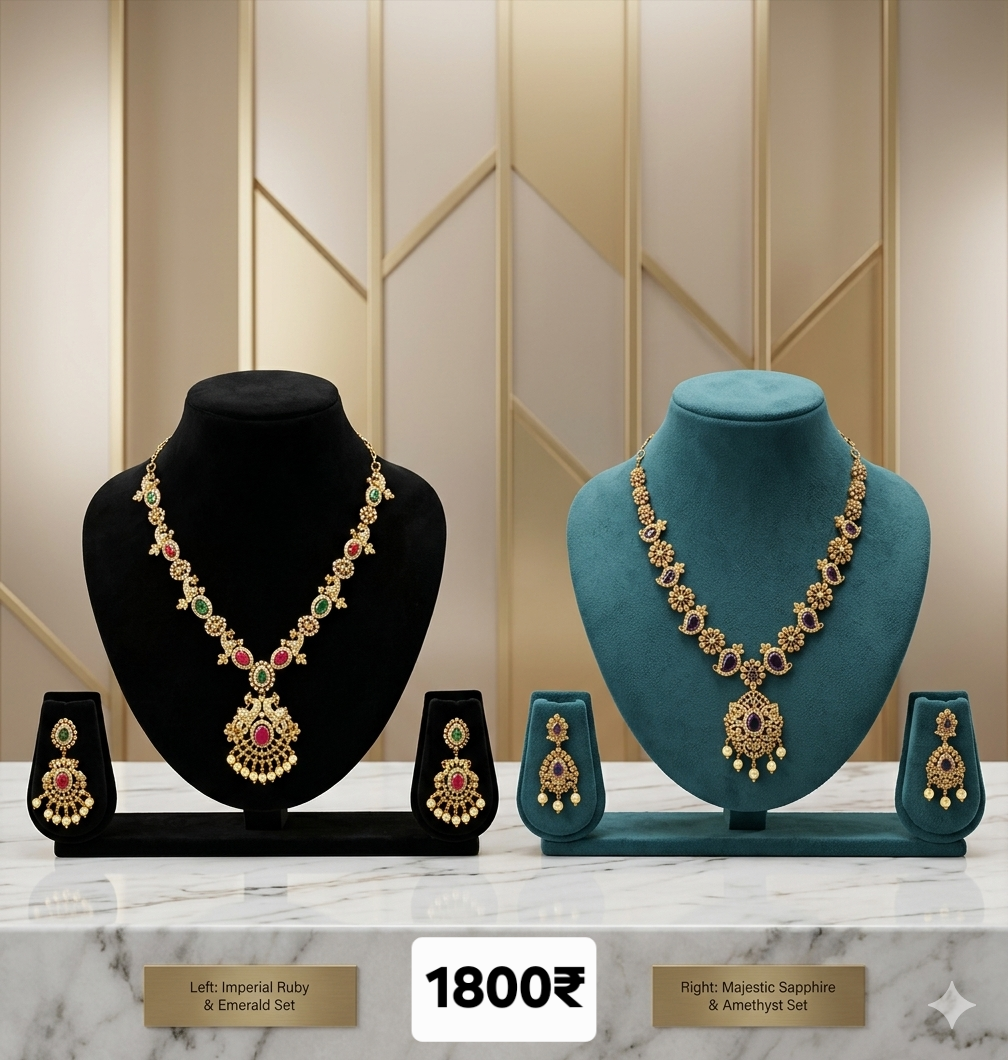 AMERICAN DIAMOND SOUTH INDIAN NECKLACES - Premium gold-plated imitation jewellery from J K Novelties Pune