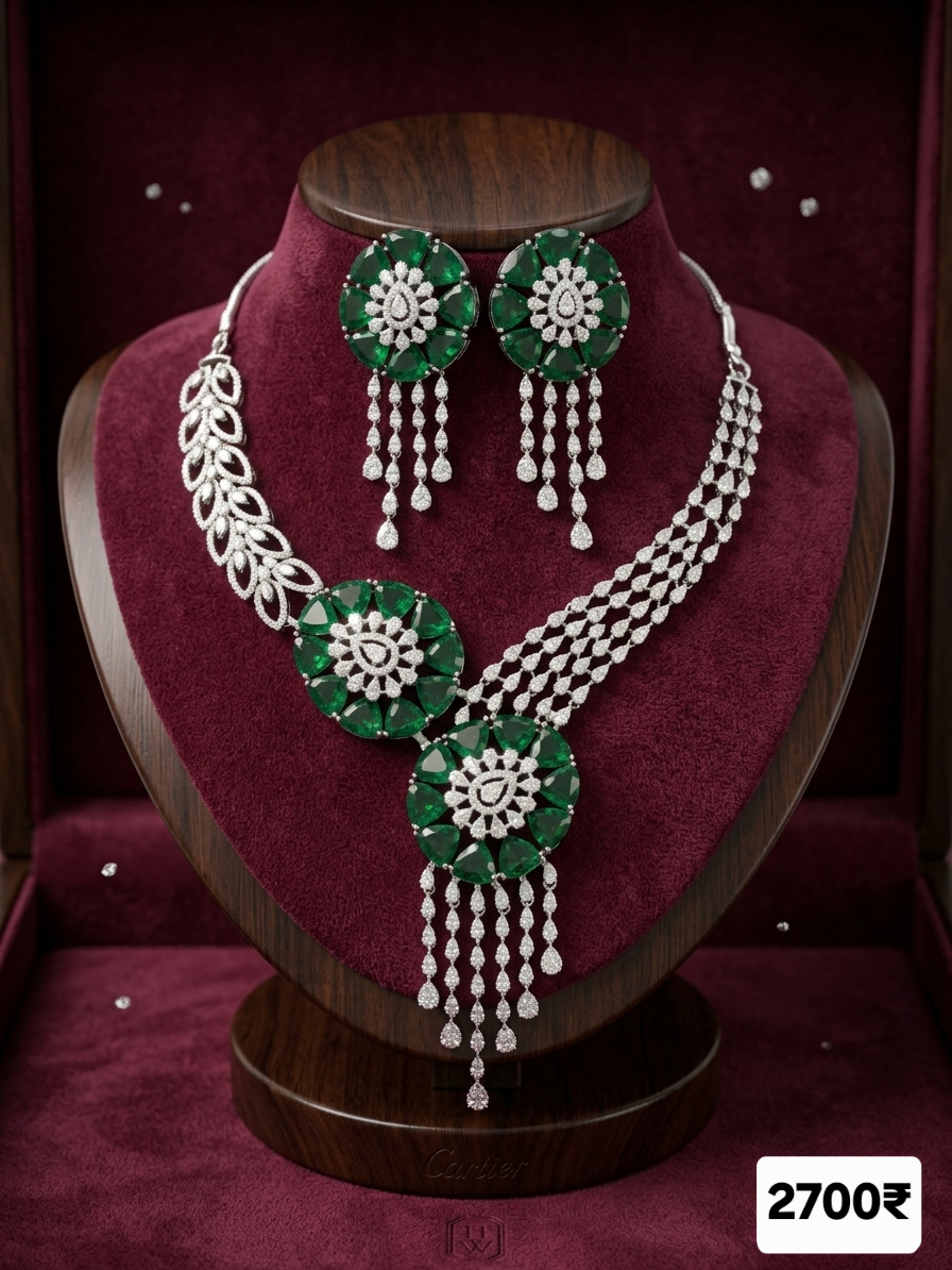 AMERICAN DIAMOND PARTY NECKLACE - Premium gold-plated imitation jewellery from J K Novelties Pune